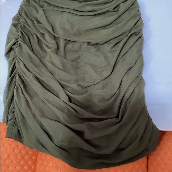 Elegant Sleeveless Ruffle Cocktail Chiffon Olive Mini Dress NWT Size XL - Picture 4 of 5